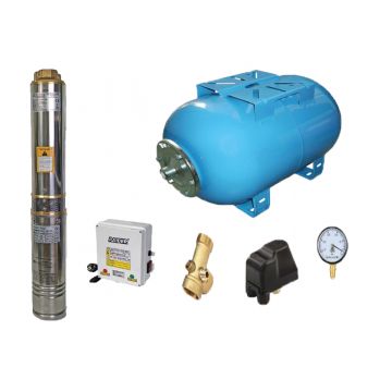 Kit complet sistem hidrofor, pompa de apa submersibila Raider RD-WP31/100, rezervor de 100 litri, presostat, racord 5 cai, manometru