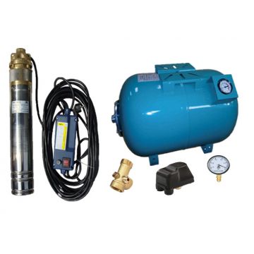 Kit complet sistem hidrofor, pompa submersibila APC SKM 150/50, rezervor 50L cu manometru, presostat, racord 5 cai, manometru