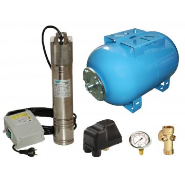 Kit complet sistem hidrofor, pompa submersibila SUMOTO ONKM150/80, rezervor de 80 litri, presostat, racord 5 cai, manometru