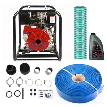 Pachet Motopompa Apa de Presiune pentru Irigatii, 2 Toli, Micul Fermier WX-178F + Furtun Refulare 50 m + Furtun Absorbtie 8 m + Ulei 4T