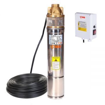 Pompa Submersibila cu Panou Control IBO Polonia 4SKM100, 750 W, 45 l/min, H Refulare 60 m, 15m cablu