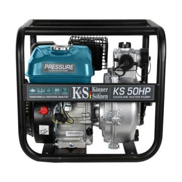 Motopompa de inalta presiune 7 c.p, Könner & Söhnen KS 50 HP, benzina, debit 500 l / min, inaltime refulare 70 m, adancime absorbtie 8 m, carcasa aluminiu, consum redus, compacta