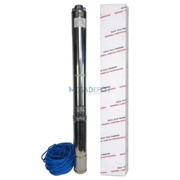 Pompa submersibila de mare adancime, Aqua Tech Premium, Inox, 16 turbine, 12mc h,  H 200m, 30m cablu